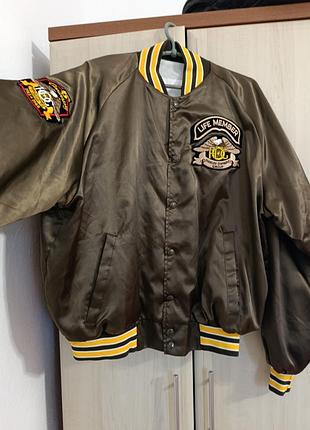 Винтажная атласная куртка бомбер harley-davidson h.o.g. 1988 (made in usa, swingster)
