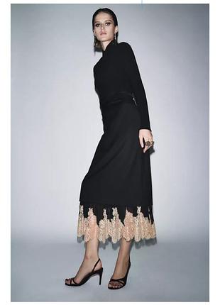 Спідниця з бежевим мереживом zara, hukh, katimo, friends of fashion