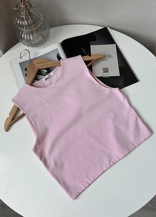 Рожевий базовий топ майка бавовна zara