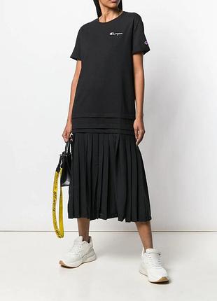 Champion платье-футболка с плиссированной юбкой, s /м оригинал | sport chic