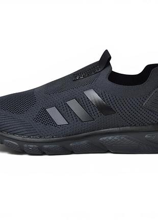 Adidas gray мокасины темно-серые с черным 44
