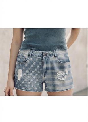 Винтажные джинсовые шорты с флагом usa denim life by pimkie.