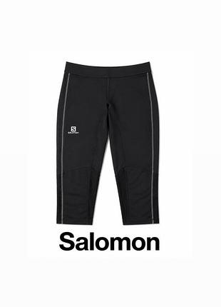 Жіночі капрі salomon agile 3/4 чорні | спортивні легінси для бігу | m-l