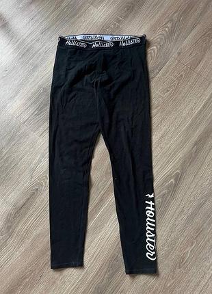 Жіночі спортивні легінси hollister чорні | логотип | розмір m