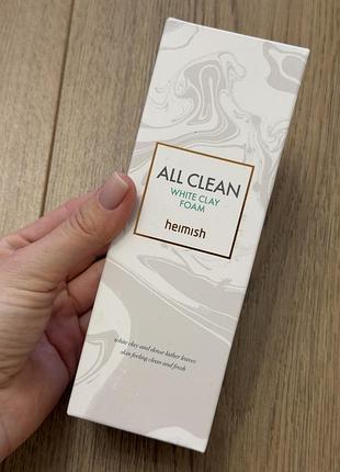 Heimish all clean white clay foam, очищувальна пінка для обличчя об'ємом 150 г