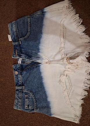 Шорты джинсовые cropp denim сине-белые с бахромой / s