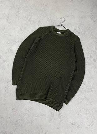 Хакі оливковий вʼязаний джемпер zara, базовий, однотонний