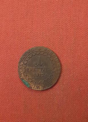 Австрія 1 крейцер 1812г.s, франц ii, австрійська імперія (1806 — 1857) суперсхран