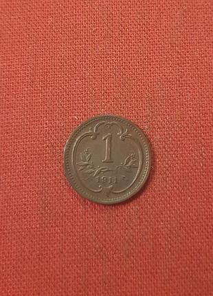Австро - венгрия 1 геллер 1911г.франц иосиф i,отличный сохран