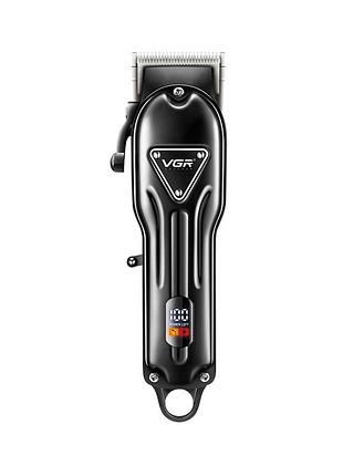 Машинка для стрижки волосся vgr v-051, чорна, 4 насадки, акумулятор 2500 mah, led дисплей