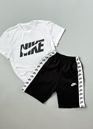 Футболка белая nike big + шорты nike lampas