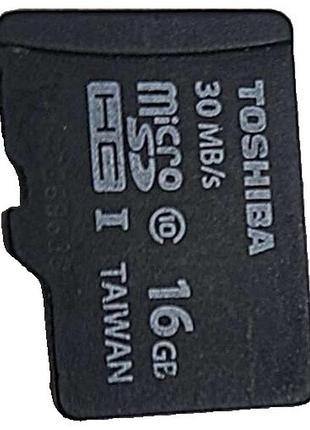 Карта флеш пам'яті б/у toshiba microsdhc 16 gb class 10 uhs-i 30mb/s