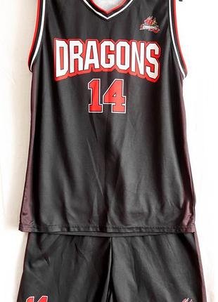 Чоловіча літня спортивна форма баскетбольна dragons комплект майка довга шорти регульований пояс на шнурівці спортивний костюм