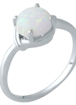 Срібне родоване кільце 925 проби з опалом 0.69ct, жіноче, розмір 17.5