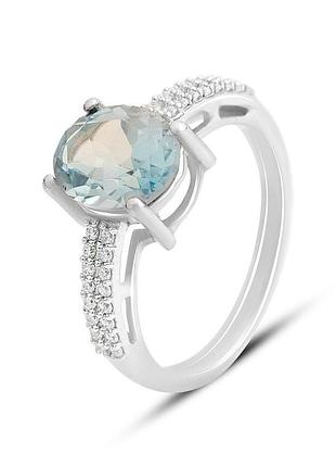 Серебряное кольцо с натуральным топазом 3.385ct, родированное, 925 проба, размер 18, арт. 2157700