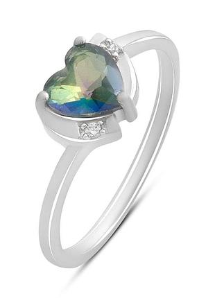 Срібне родоване кільце з містик топазом 0.613ct, проба 925, жіноче, розмір 18