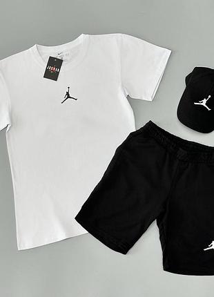Футболка (белая)+шорты + кепка air jordan классический