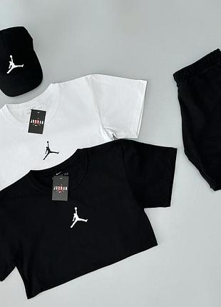 Футболка (белая) + футболка (черная) + шорты + кепка air jordan