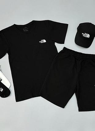 Футболка (чорна) + шорти + кепка tnf + шкарпетки в подарунок
