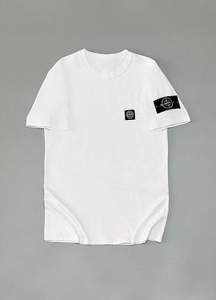 Футболка белая патч stone island