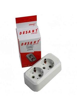 Колодка no5017zm на 2 розетки с заземлением 16а тм desant