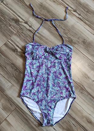 Слитный фиолетовый купальник с тропическим принтом oyster bay, размер xl / eur 42 (uk 14)