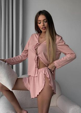 Женская пижама, комплект удобной пижамы, домашняя пижама кофта и шорты