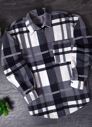 Теплая флисовая флисовая рубашка, оверсайз-унисекс теплая рубашка серого цвета сірий