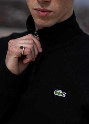 Джемпер чоловічий lacoste| кофта чорна трикотажна, повсякденна кофта чорного кольору лакоста