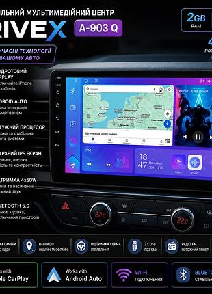 Автомобильный мультимедийный центр 9" 2din mp5 с беспроводным carplay и android auto - drivex a-903 q 2+32 4c 4x50w