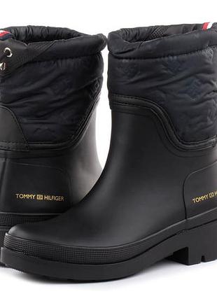 Жіночі чоботи tommy hilfiger 39 гумаки стильні чорні гумаки