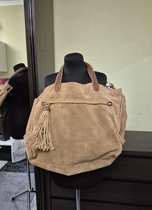 Фірмова сумка обьемна з натуральної замші massimo dutti