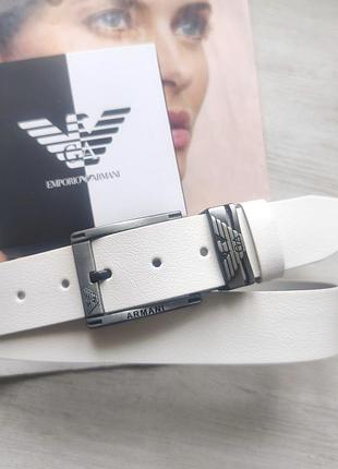 Чоловічий шкіряний ремінь armani білий