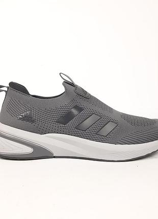 Adidas slip-on lite flow тапочки мокасины слипоны темно серые с серым