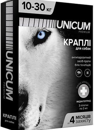 Краплі unicum premium від бліх і кліщів на холку для собак масою 10-30 кг (імідаклоприд) , 1 пипетка мл.