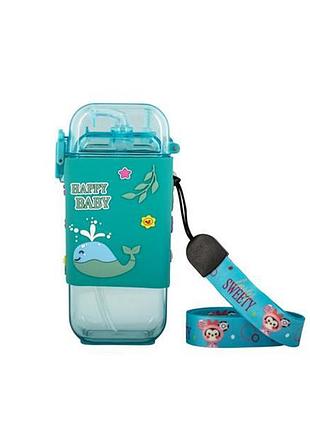 Поїльник baby team із силіконовою трубочкою та ремінцем 225 мл (5091)