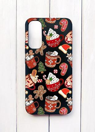 Матовий чохол на samsung a34 5g чорний різдво (принт 428)
