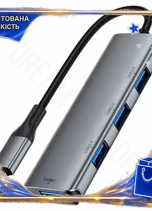 Dm хаб usb acefast специфікація 2.2 4 порти usb 3.0 сірий type-c 3.0 для комп'ютера ноутбука usb конце spe|lz
