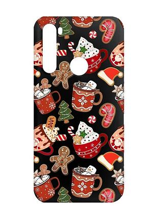 Матовый черный чехол на xiaomi redmi note 8 рождество (принт 428)