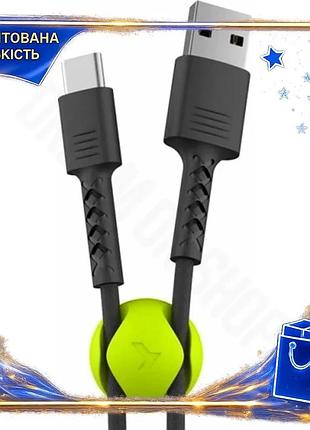 Dm кабель usb type-c специфікація 2.2 1 м pixus soft чорний для живлення і синхронізації 3a тримач для spe|lz