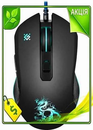 Ve дротова ігрова миша defender new version black 3200 dpi з райдужним підсвічуванням для комп'ютера к n6w_ver