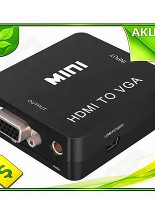 Ve переходник hdmi f-vga f new version atcom черный для монитора и телевизора с 3,5 мм звуком и microu n6w_ver
