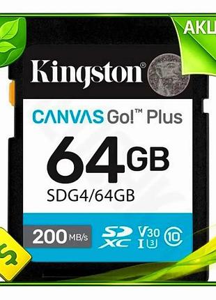 Ve карта пам'яті sdxc 64гб new version kingston canvas go plus швидка для фото та відео зйомки до 200м n6w_ver