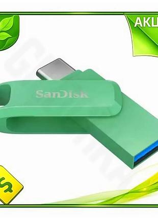 Ve флеш накопитель usb 256гб new version sandisk ultra dual go зеленый type-c usb 3.2 для хранения дан n6w_ver