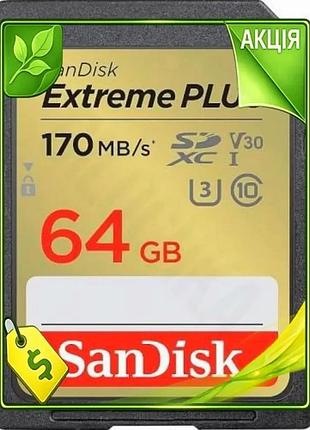 Ve карта памяти sdxc 64гб new version sandisk extreme plus uhs-i u3 v30 для фото- и видеозаписи скорос n6w_ver
