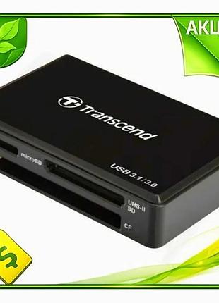 Ve кардридер usb transcend black new version type-c 3.1 для microsd sd cf зчитувач карт пам'яті n6w_ver