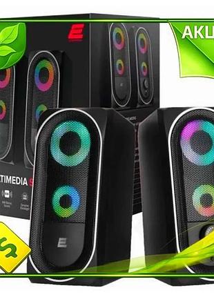 Ve колонки 2e usb rgb new version черные стерео акустическая система для компьютера с регулировкой гро n6w_ver