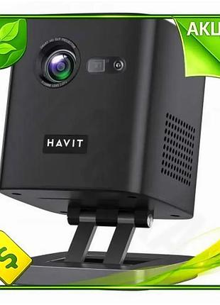 Ve проектор havit dlp android new version tv 9.0 портативний проектор з wifi bluetooth 8000 mah для до n6w_ver