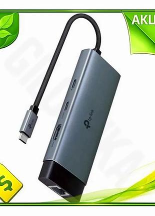 Ve хаб usb tp-link 6 new version в 1 сірий type-c 100 вт hdmi 4k для ноутбука комп'ютера usb розширенн n6w_ver