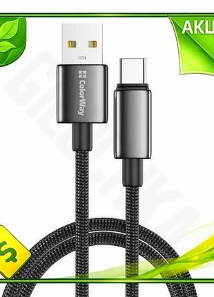 Ve кабель usb type-c 2 new version м colorway чорний 3a нейлоновий для зарядки та синхронізації даних n6w_ver